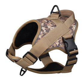 Dog Harness; large dog training tactical chest strap; K9 pet chest strap; vest type reflective dog rope; explosion-proof impulse traction (colour: Yellow, Specification (L * W): L)