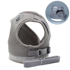 dog Harnesses and dog leash set; Pet Chest Strap Vest Dog Towing Rope Reflective Breathable Dog Rope Pet Supplies Wholesale (colour: silver grey, Specification (L * W): XL)